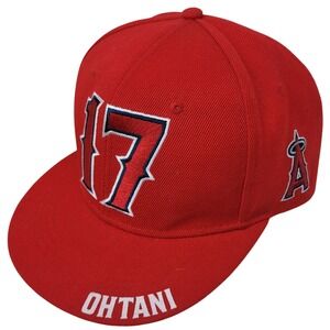 Shohei Ohtani Los Angeles Angels #17 Red Snapback Hat Sixth Man Promotion Yakult